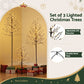 Set of 3 LED Christmas Tree Lighted Birch Tree Indoor Outdoor Xmas Decor Warm White
