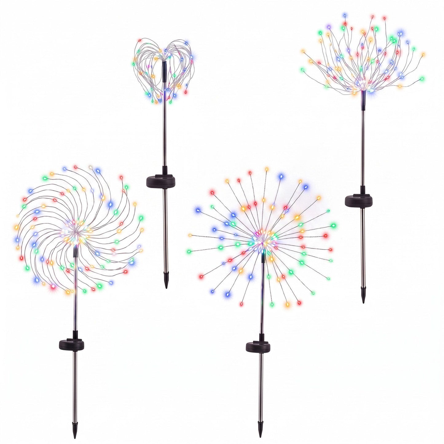4 Pack Christmas Path Lights Solar Firework Garden Decoration Multicolour