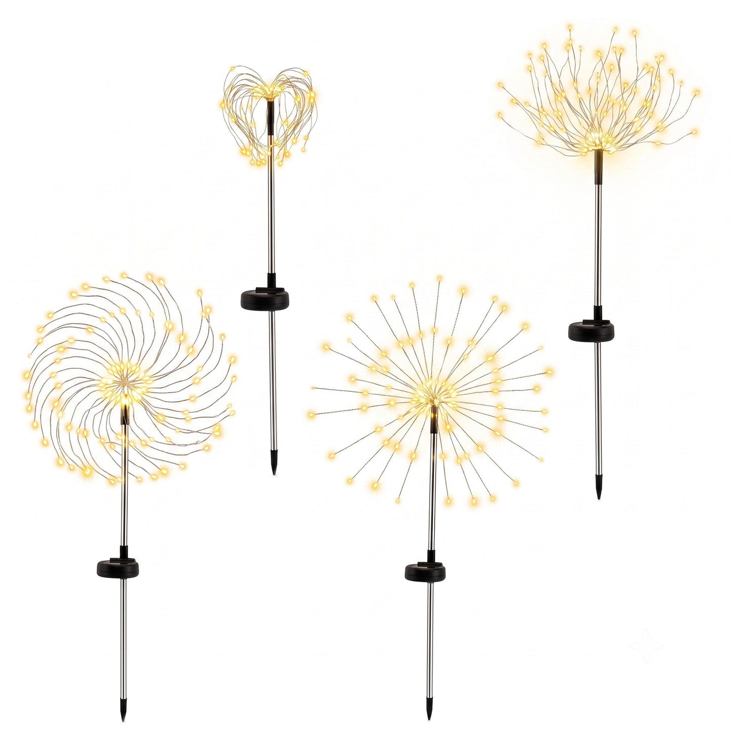 4 Pack Christmas Lights Solar Firework Outdoor Garden Lights DIY Decoration Warm White