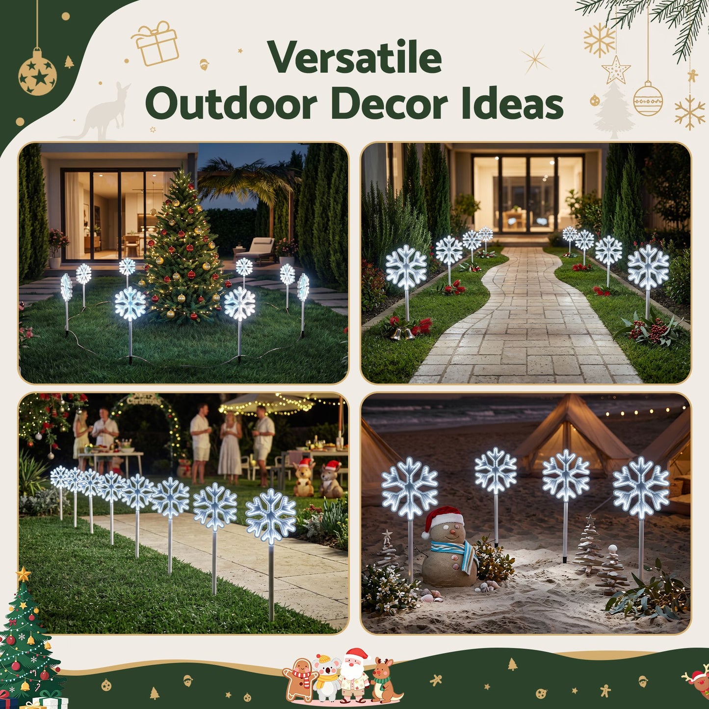 4 Pack Christmas Lights Path Lights Garden Decoration Outdoor Pathway Lighting