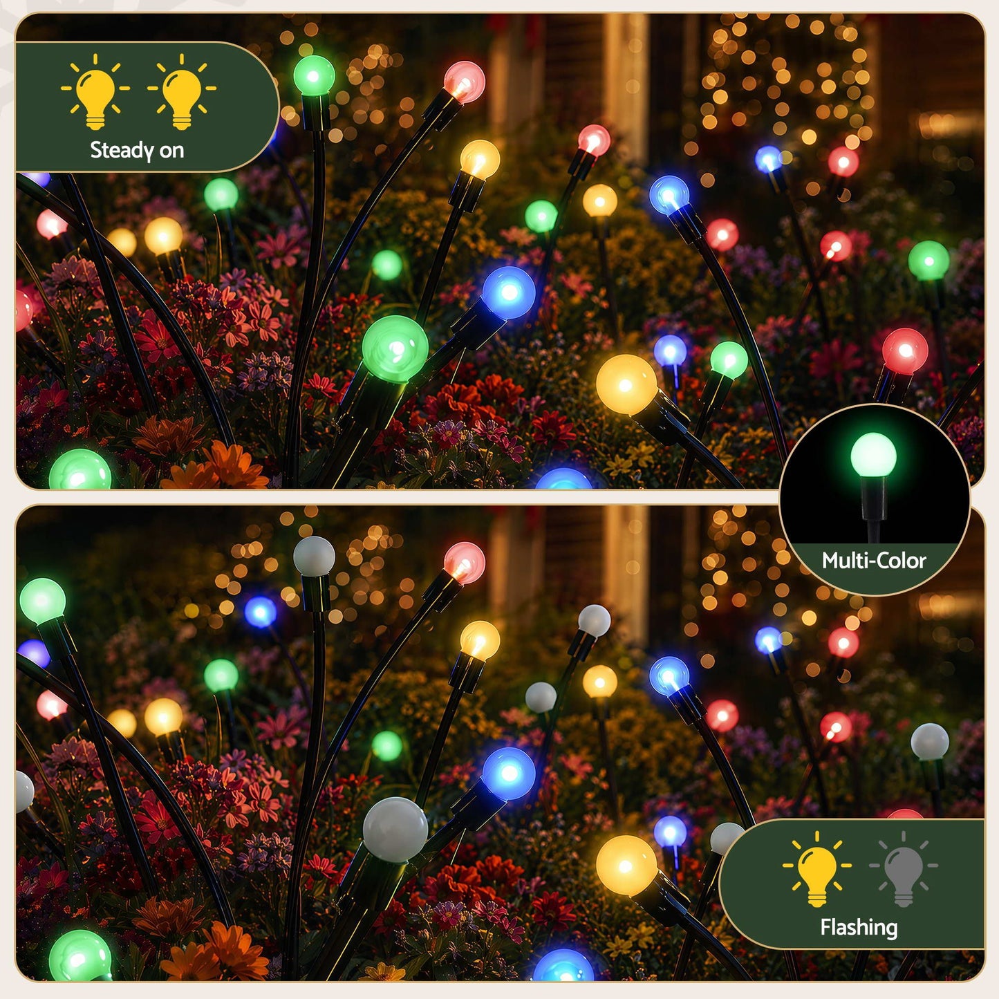 Christmas Lights Solar Firefly Lights Garden Decoration Path Lights Multicolour 3 Pack