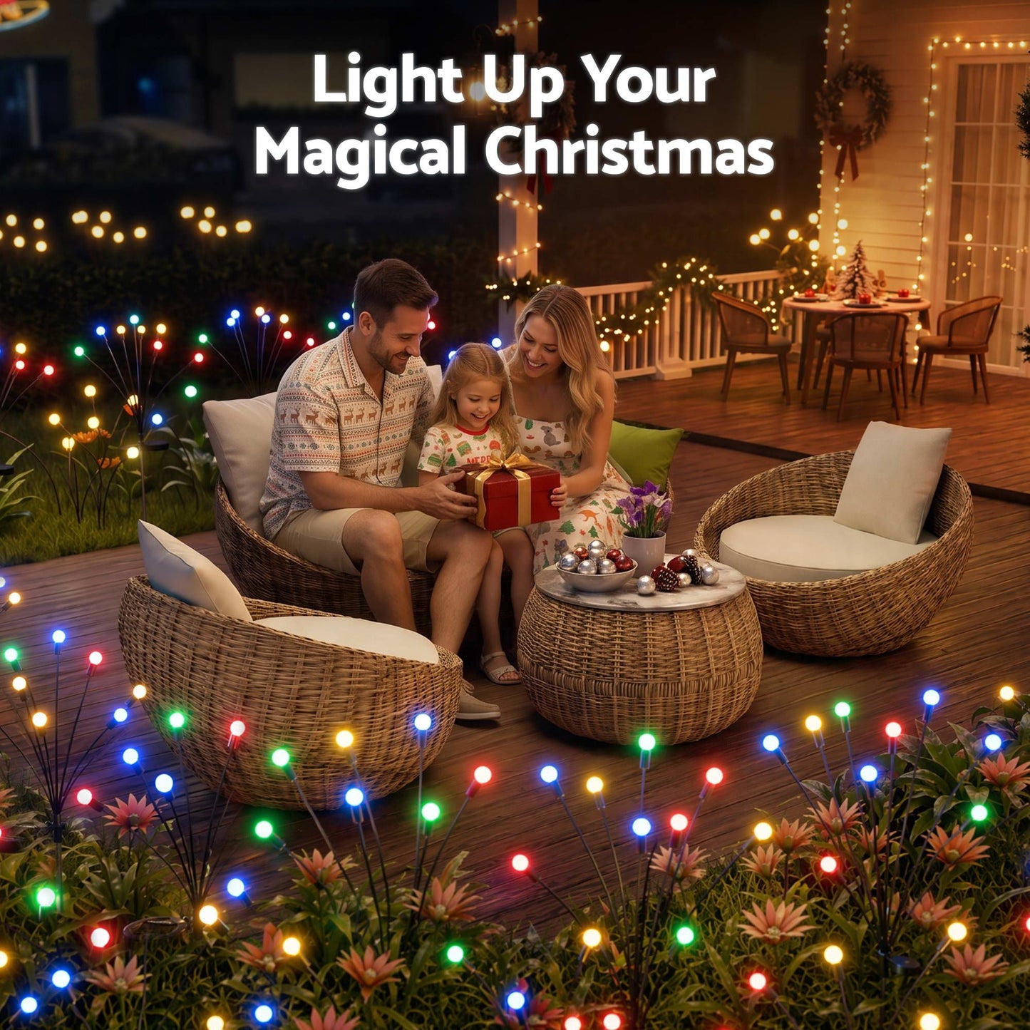 Christmas Lights Solar Firefly Lights Garden Decoration Path Lights Multicolour 3 Pack