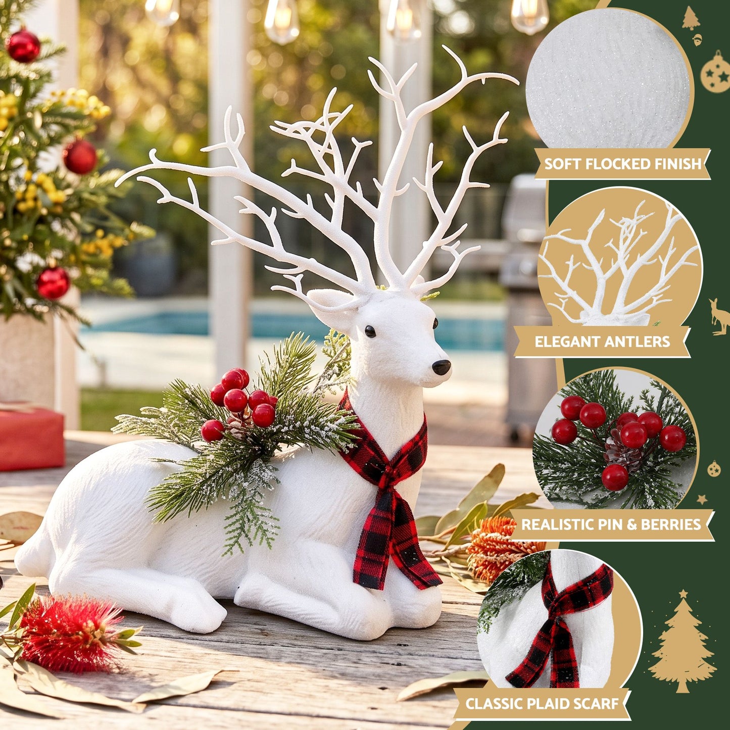 Christmas Reindeer 32cm Glitter Deer Ornaments Party Decorations