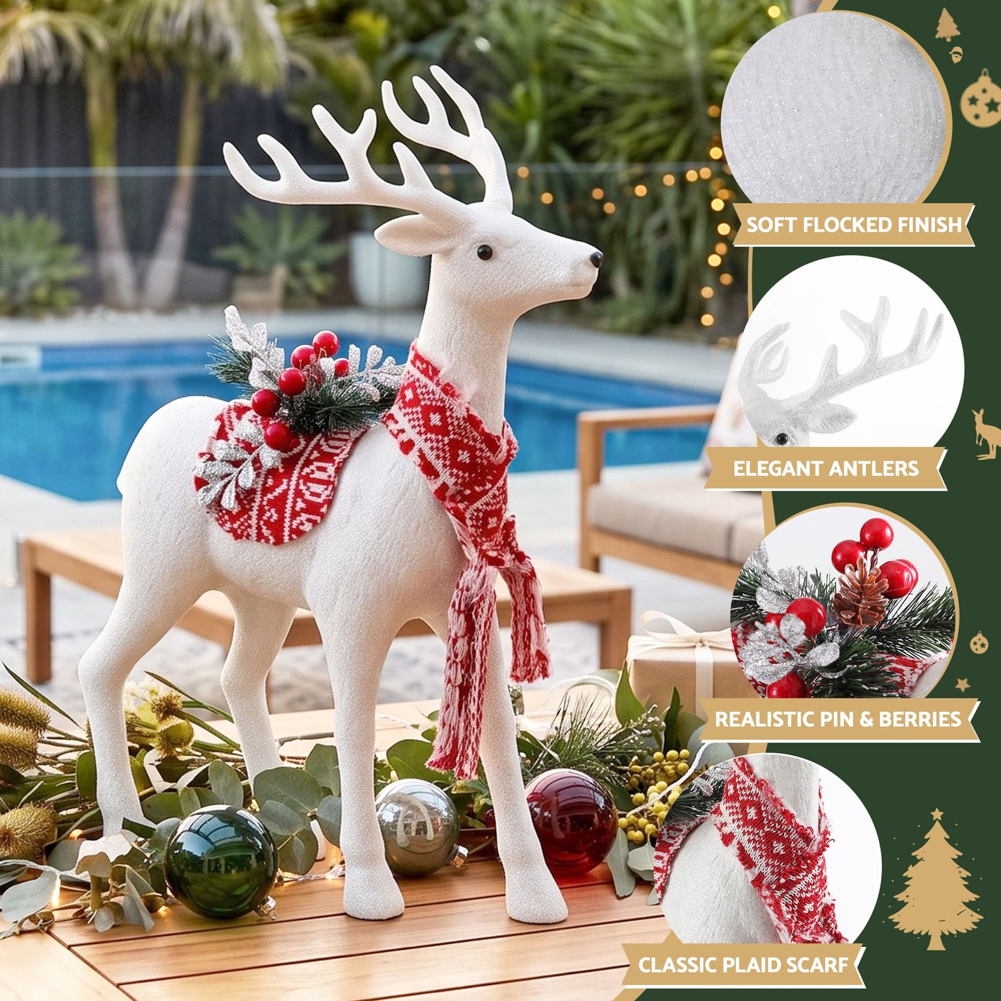 Christmas Reindeer 45cm Glitter Deer Ornaments Party Decorations