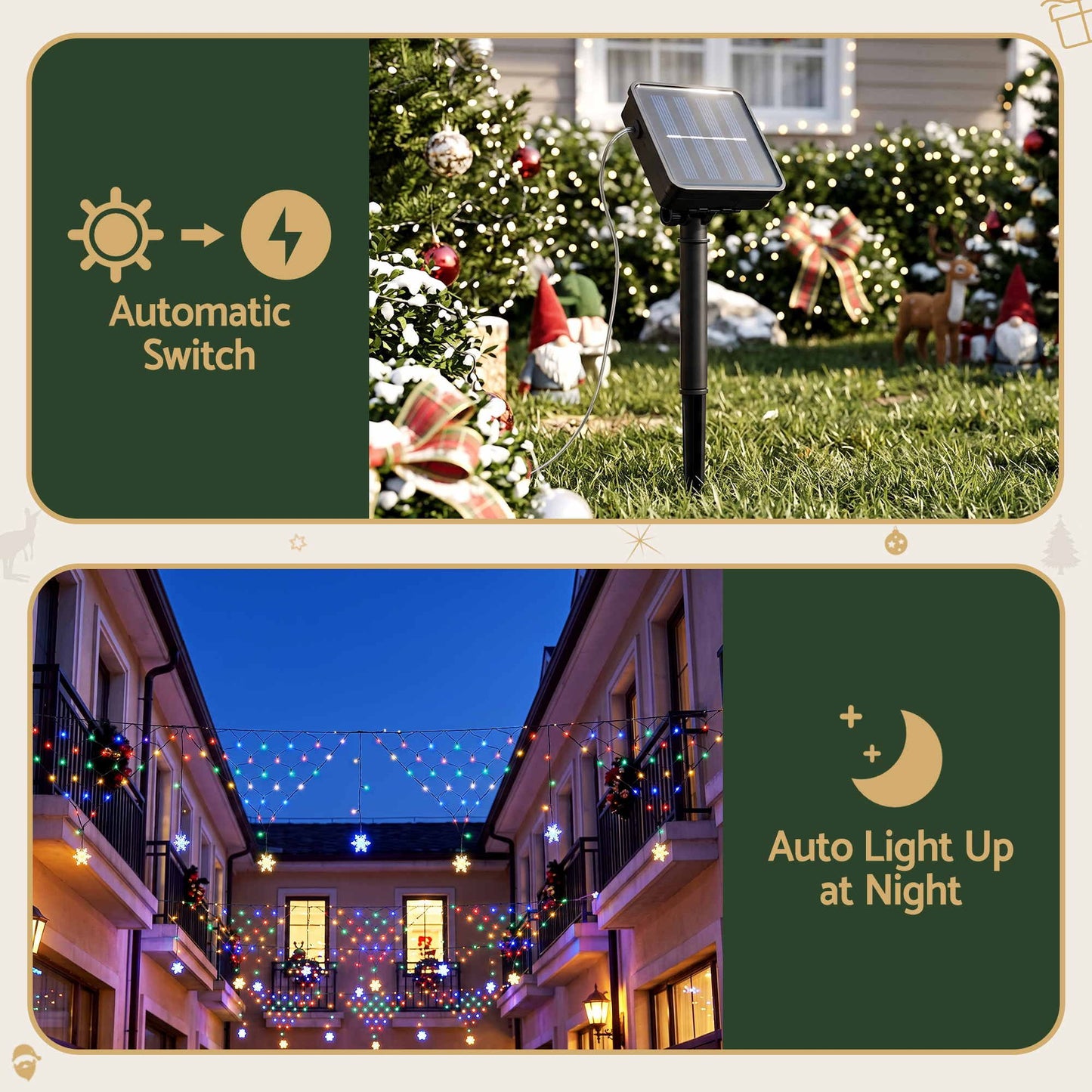 Christmas Lights Solar Fairy Lights Christmas Decorations Multicolour 4m