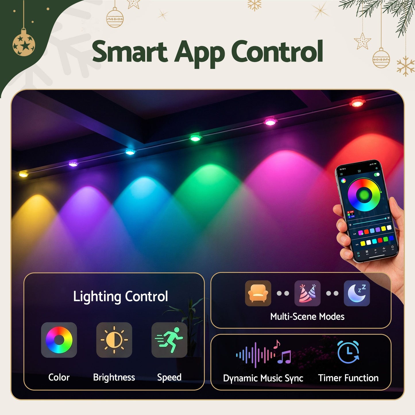 15M Christmas Lights Permanent String Eaves Light 36 LED Decoration