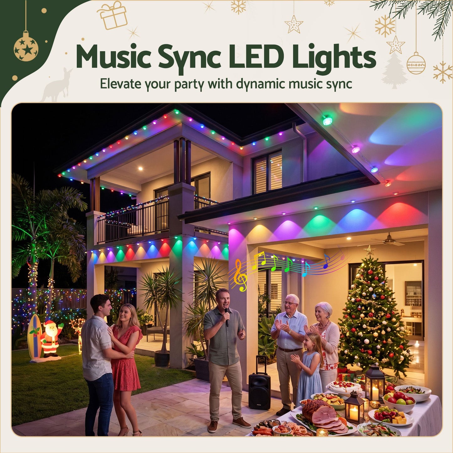 15M Christmas Lights Permanent String Eaves Light 36 LED Decoration