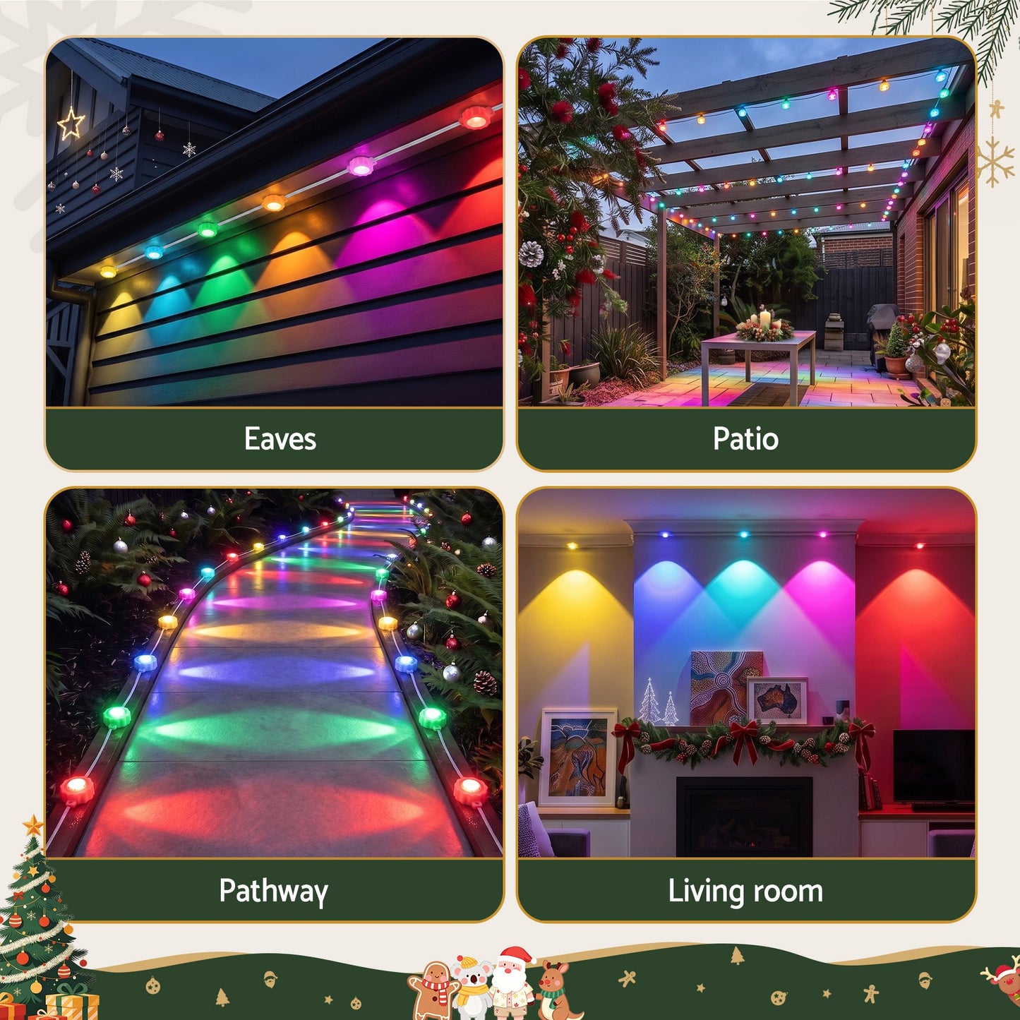 30M Christmas Permanent Outdoor Lights Smart Eaves String App Control Decoration 72LED