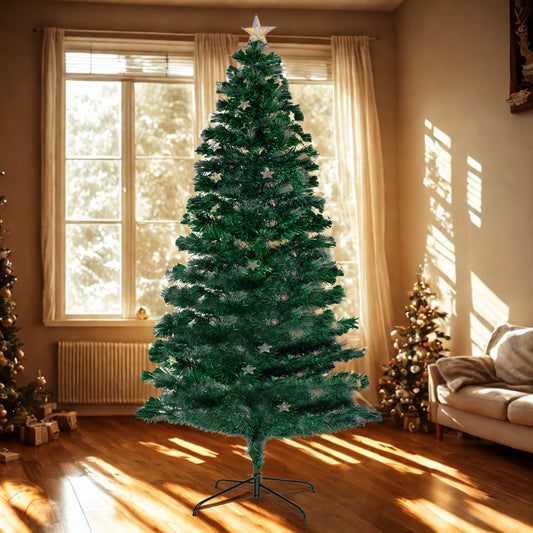 4ft 1.2m 150 Tips Enchanted Pre Lit Fibre Optic Christmas Tree Stars Xmas Decor