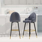 Set of 2 Dublin Bar Stools Stool Kitchen Chairs Swivel Velvet Barstools Vintage - Grey