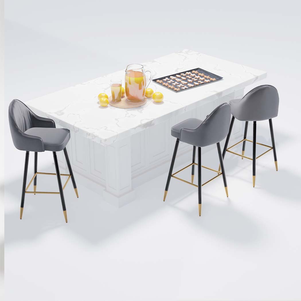 Set of 2 Dublin Bar Stools Stool Kitchen Chairs Swivel Velvet Barstools Vintage - Grey