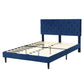 Assen Bed Frame Base Platform Wooden Velvet with Headboard Blue - Double