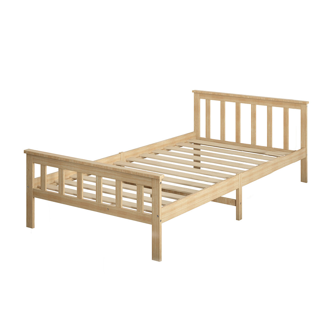 Paula Solid Pinewood Wooden Bed Frame no Drawers - Natural King Single