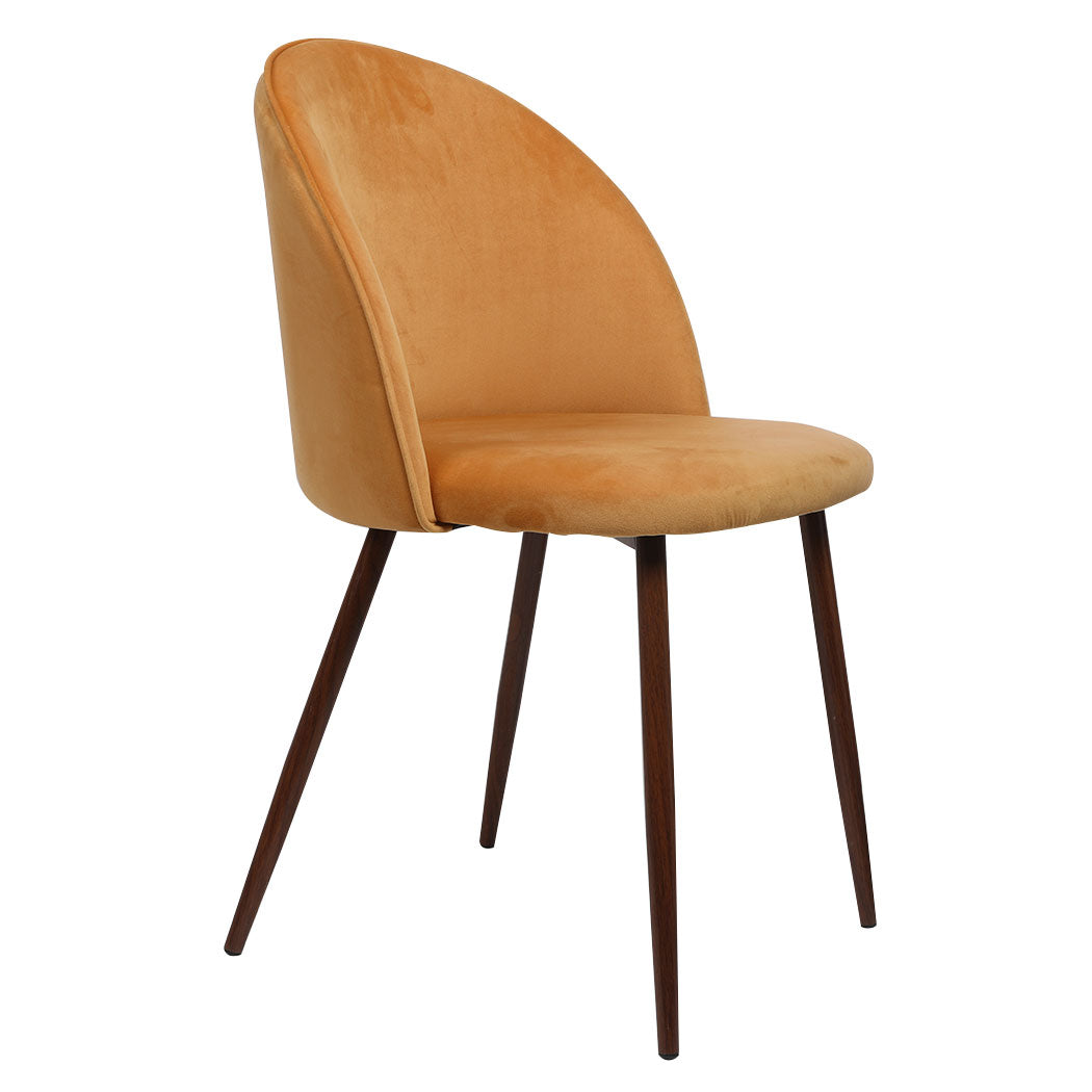 Cade Set of 2 Dining Chairs Seat Velvet French Provincial Kitchen Lounge - Mustard