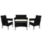 Marcel 4-Seater Furniture Patio Garden Table Chairs Wicker Seat 4-Piece Outdoor Setting - Wood