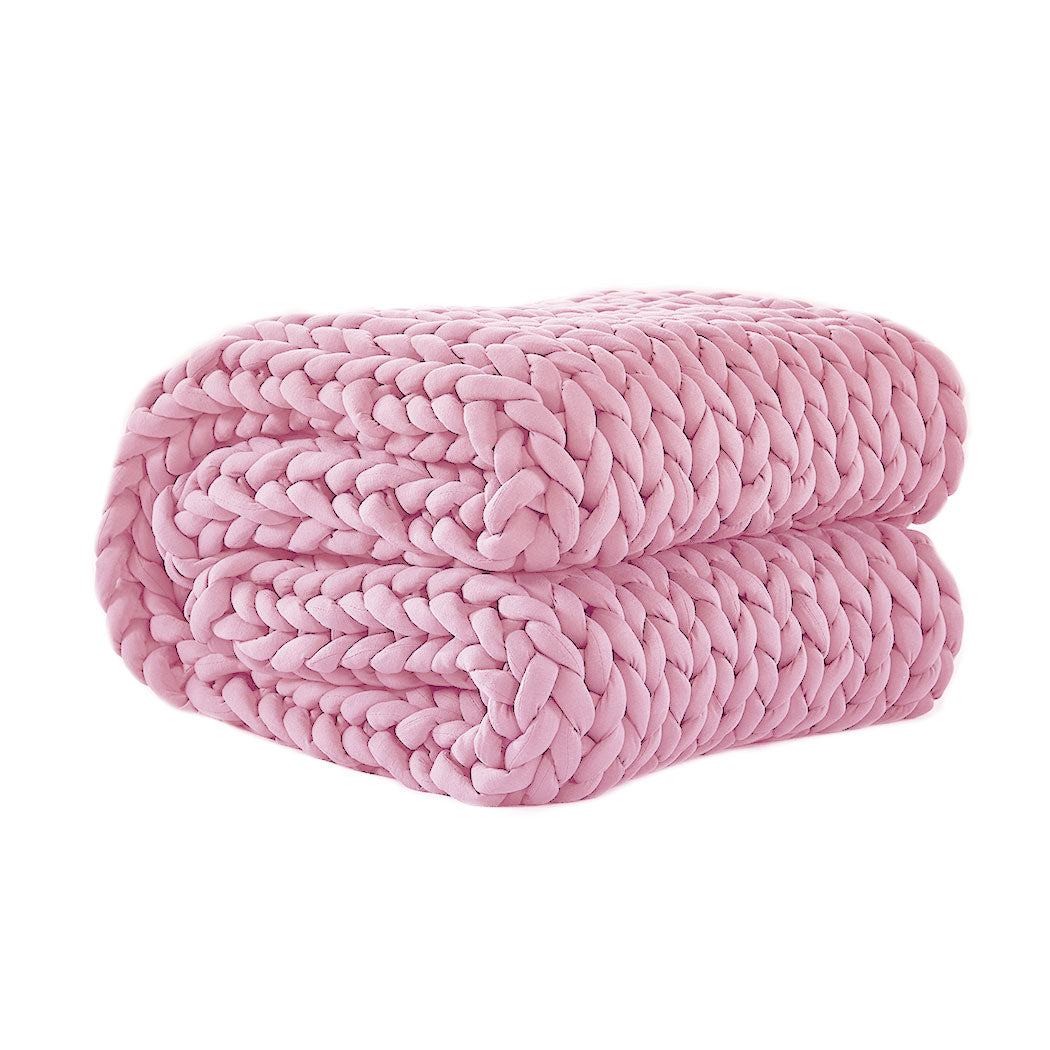 Whimsy Weighted Soft Blanket Knitted Chunky Bulky Knit 9KG - Pink