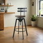 110cm Helsinki Industrial Adjustable Swivel Bar Stools with Back Wood Counter Chairs - Brown