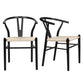 Jett Set of 2 Dining Chairs Wooden Hans Wegner Wishbone Cafe Lounge Seat - Black