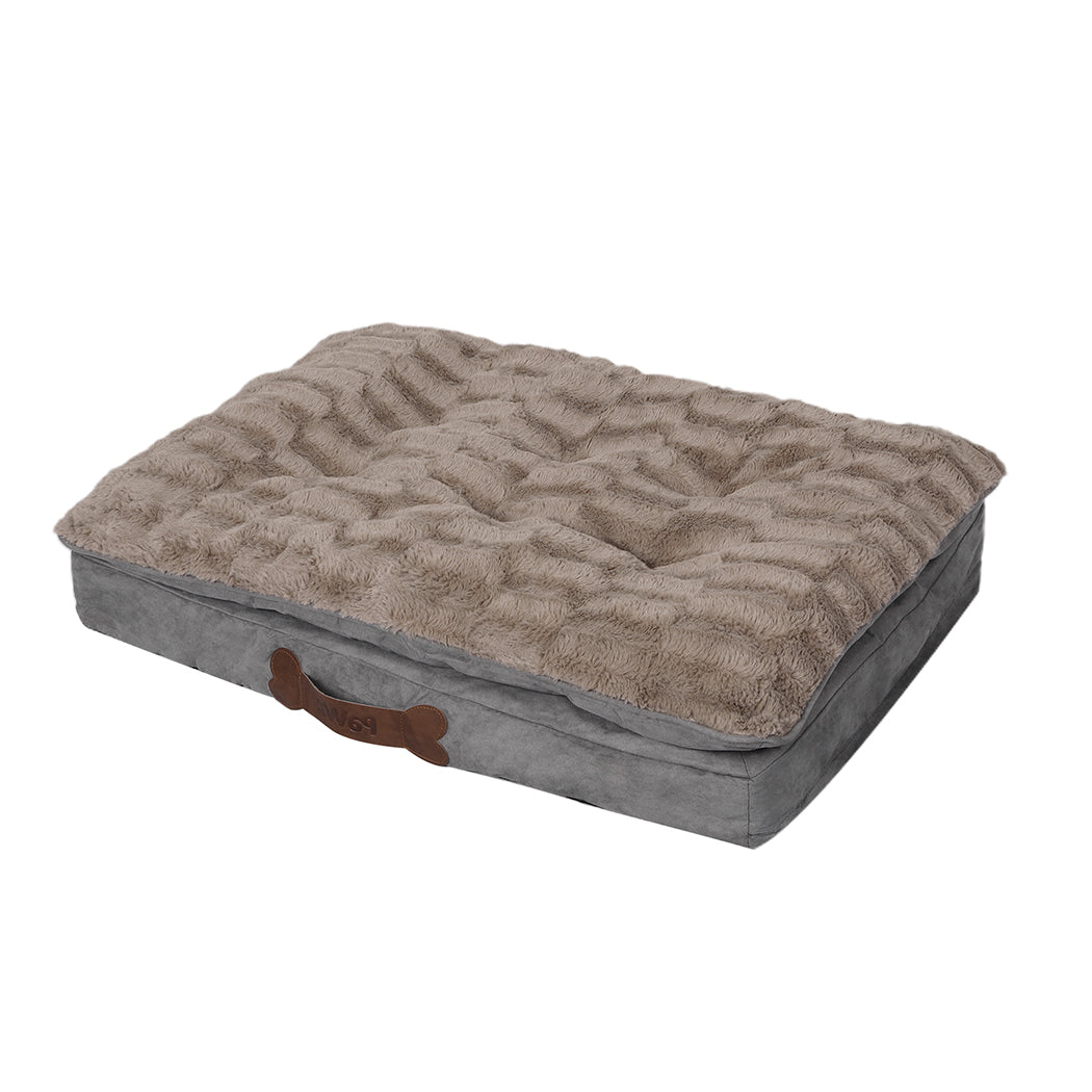 XLarge Dog Beds Calming Warm Soft Plush Comfy - Khaki
