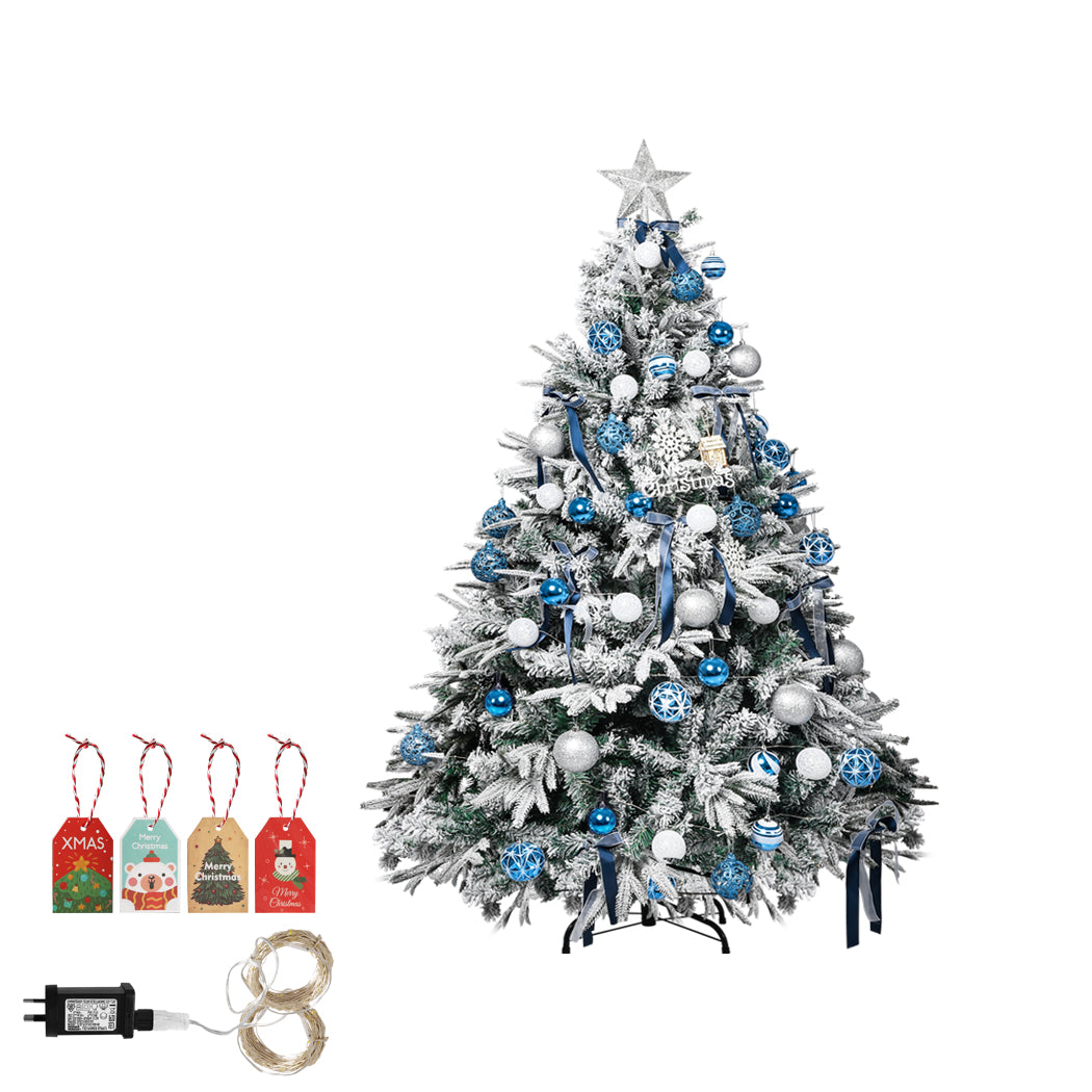 5ft 1.5m 480 Tips Christmas Tree Fairy Lights Snow Flocked Xmas Ornaments Decor
