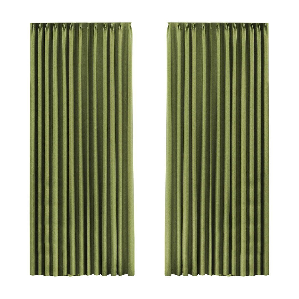 Set of 2 180x250 Blockout Curtains Chenille - Green