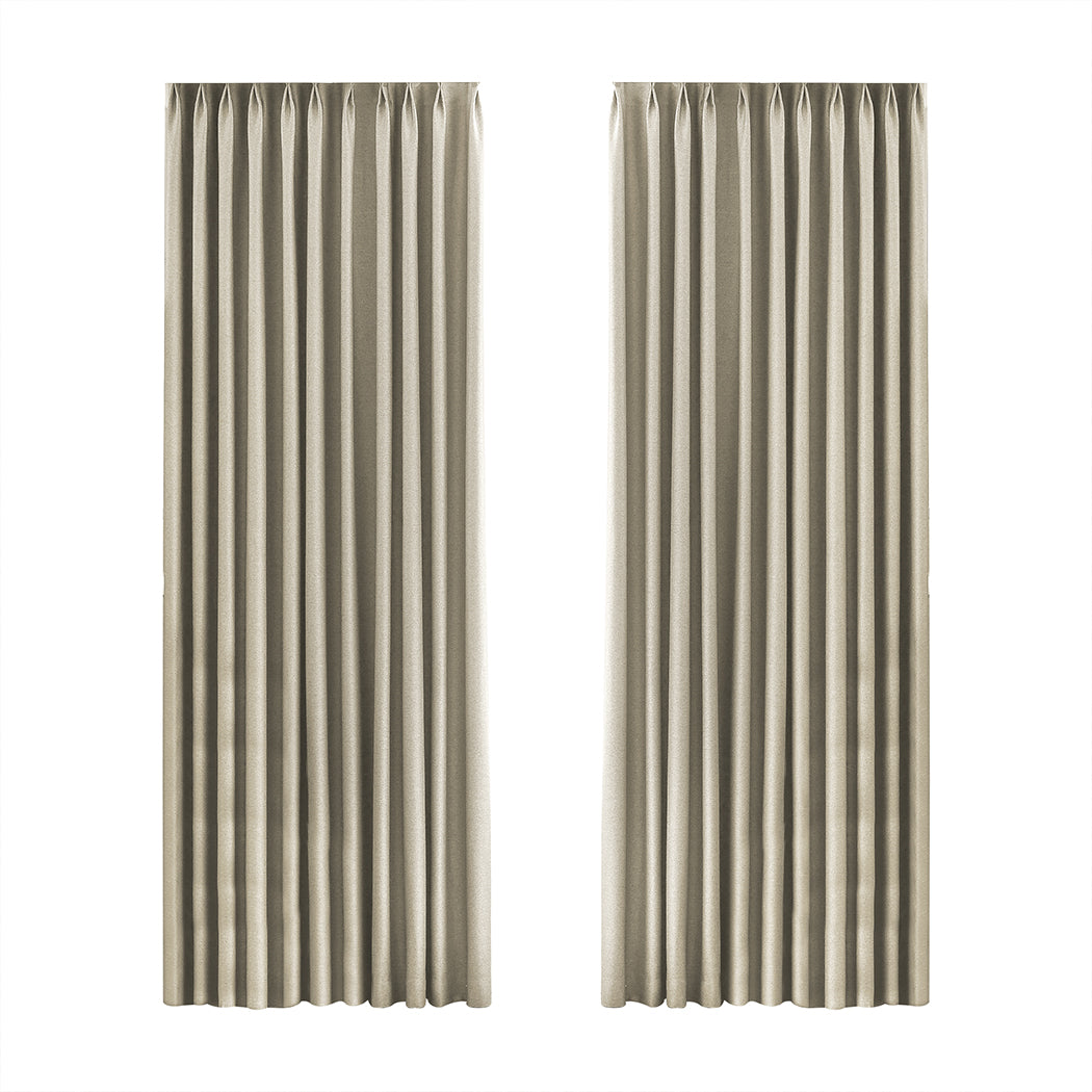 Set of 2 132x250 Blockout Curtains Chenille - Coffee