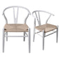 Jett Set of 2 Dining Chairs Rattan Seat Side Kitchen Wood Furniture - White
