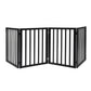 4 Panels Wooden Pet Gate Dog Fence Safety Stair Barrier Security Door Black