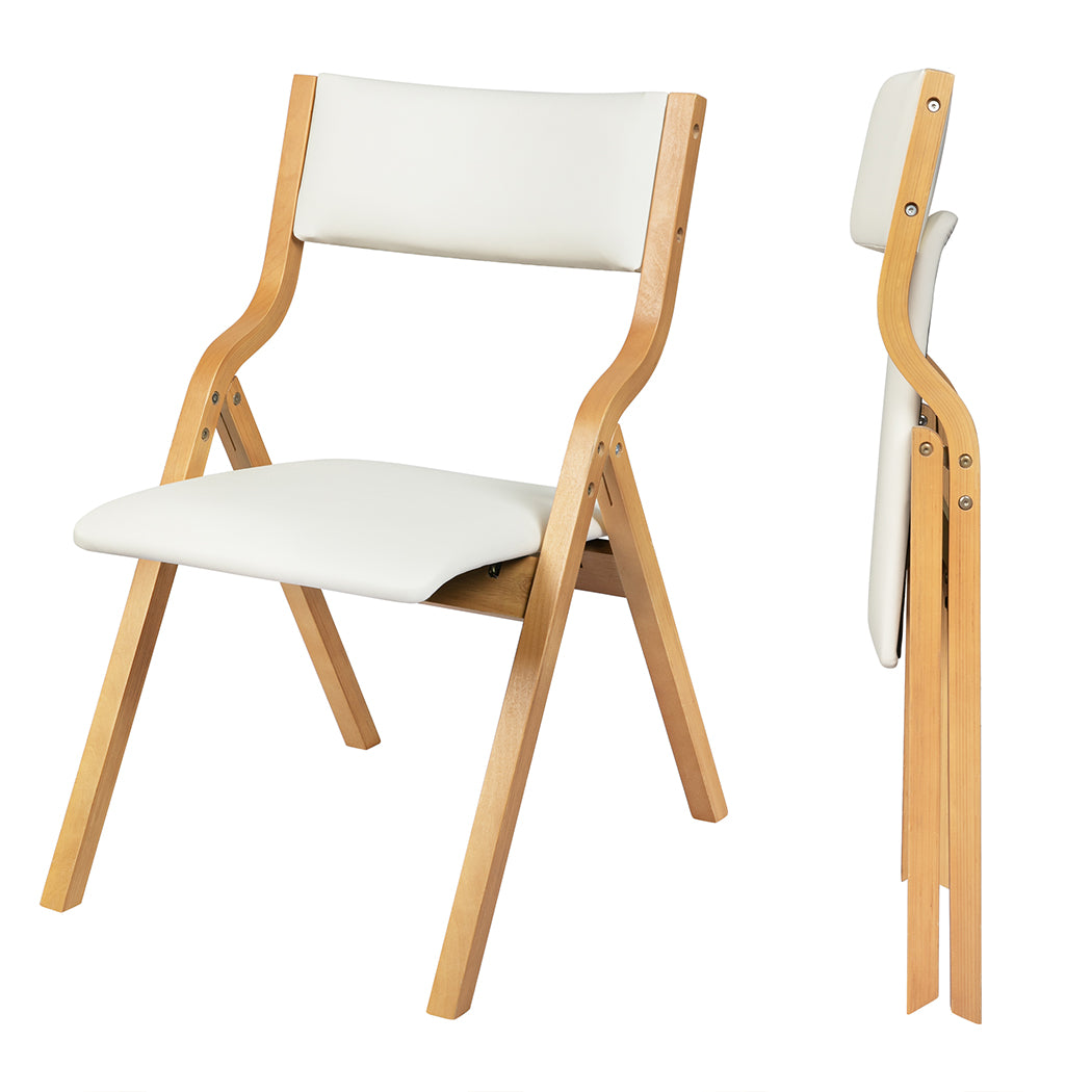 Romilly Set of 2 Dining Chairs Foldable PU - Beige