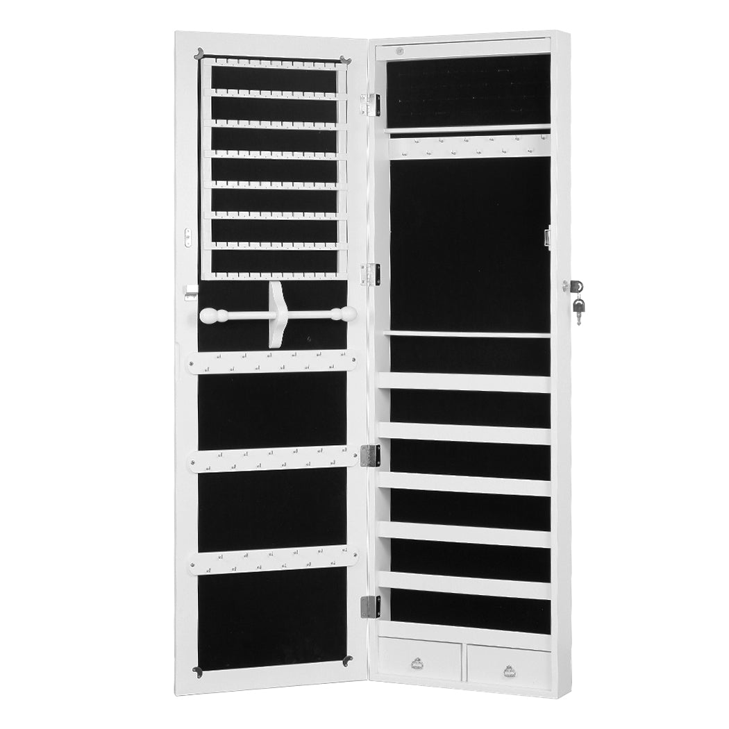 Mirror Jewellery Cabinet Makeup LED Light Storage Cosmetic Organiser Box