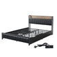 Fargo Bed Frame PU with 4 Drawers and USB Charger - Black Queen