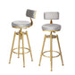 87cm Odesa Bar Stools Kitchen Stool Chair Swivel Barstools Velvet Padded Seat - Grey