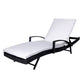 Simon Set of 2 Outdoor Sun Lounger Furniture Wicker Lounge Garden Patio Bed Pool Grey Cushion - Black