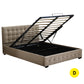 Syke Gas Lift Bed Frame Fabric Base with Storage - Beige Double