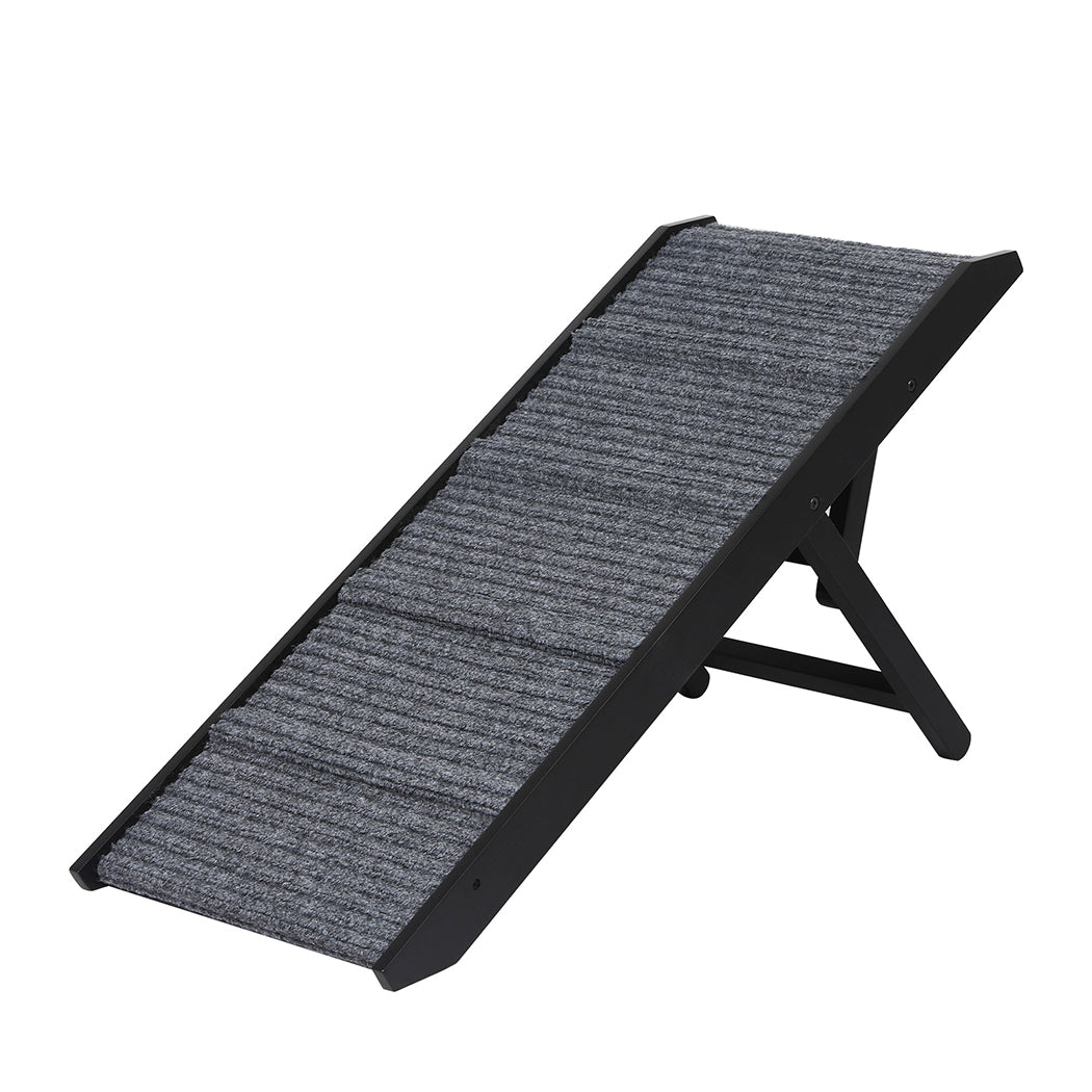 Adjustable Dog Ramp Height Stair For Bed Sofa Cat Dogs Folding Portable - Black