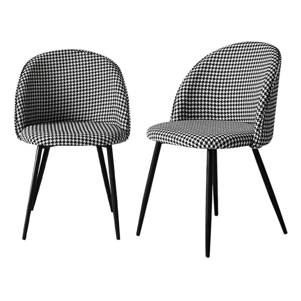 Anwen Set of 2 Dining Chairs Kitchen Cafe Lounge Chair Sofa Upholstered Padded Seat - Black & White