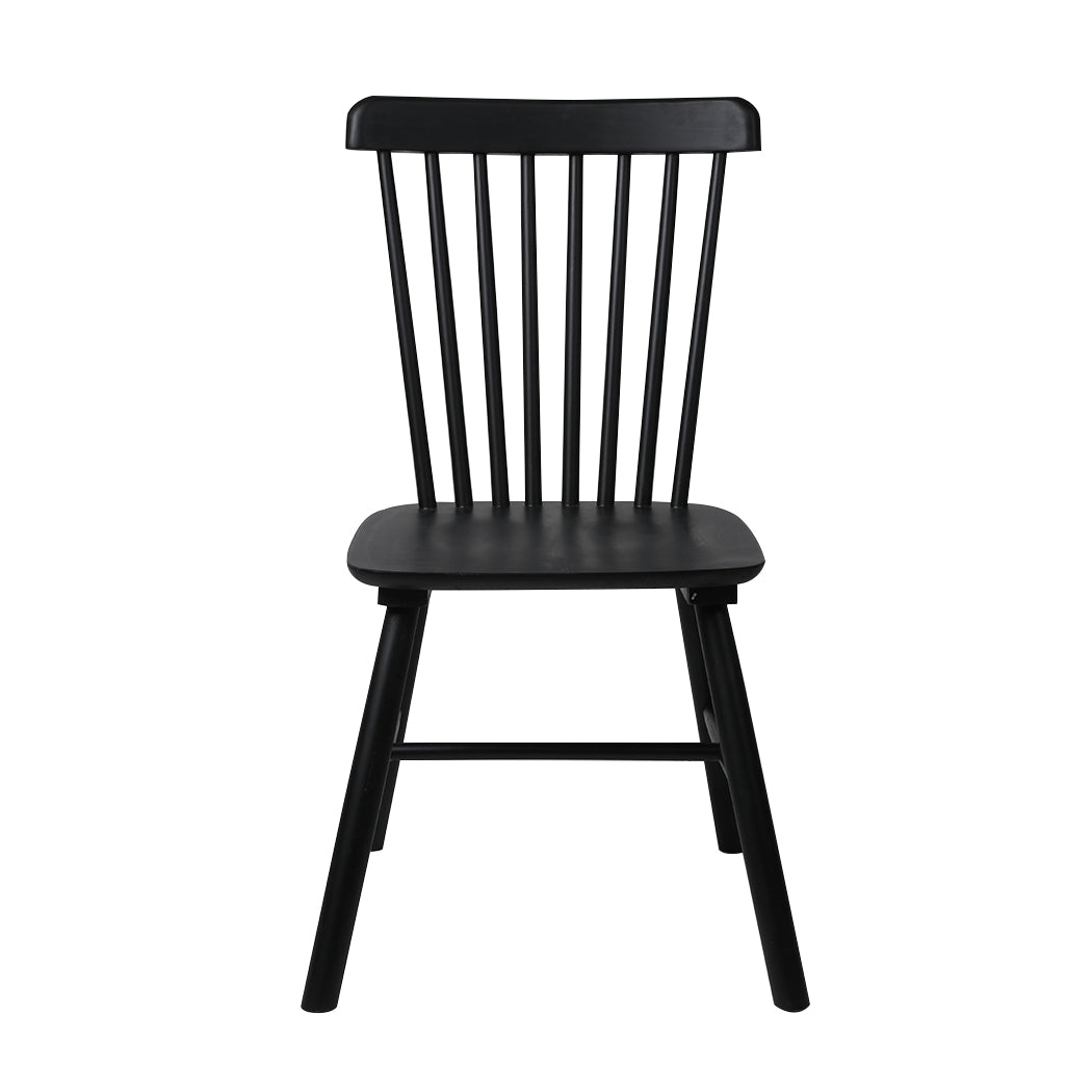 Cade Set of 2 Dining Chairs Side Replica Kitchen Wood Furniture - Black