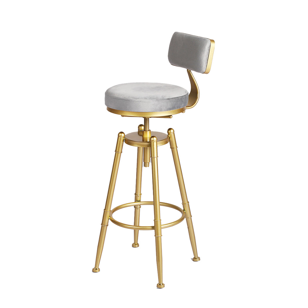 87cm Odesa Bar Stools Kitchen Stool Chair Swivel Barstools Velvet Padded Seat - Grey