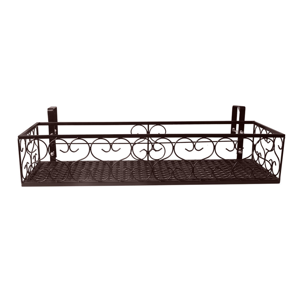 Plant Holder Plant Stand Hanging Flower Pot Basket Garden Wall Rack Shelf Rectangle Bronze