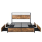 Maylen LED Bed Frame with 4 Drawers and USB Charger - Brown Queen