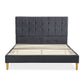 Venlo Bed Frame Base Platform Wooden Velvet with Headboard Grey - Queen