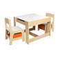 Phyllys 3-Piece Kids Table & Chairs Set Storage Box Toys Play Desk Wooden Study - White & Wood