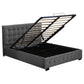 Syke Gas Lift Bed Frame Fabric Base with Storage - Dark Grey Queen