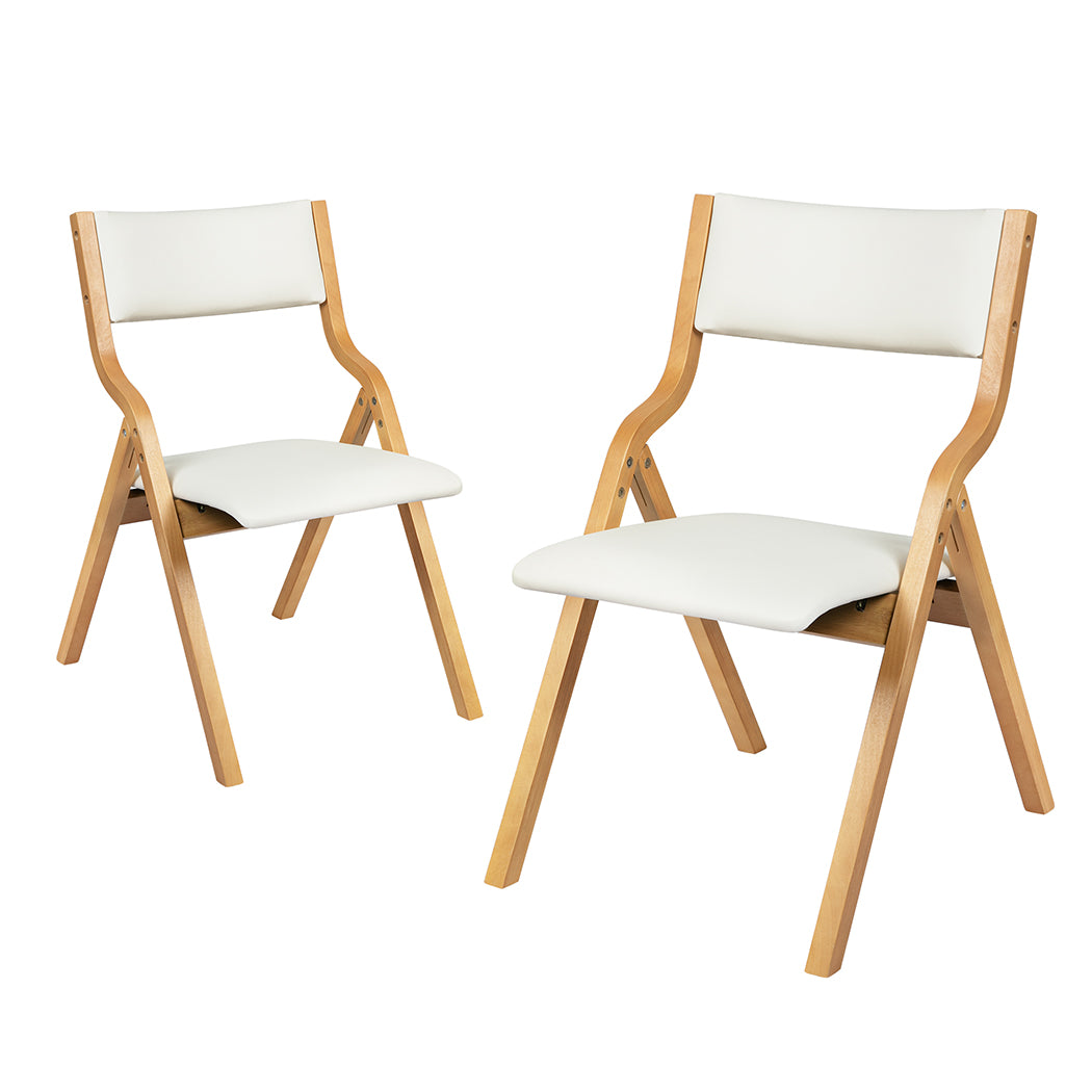 Romilly Set of 2 Dining Chairs Foldable PU - Beige