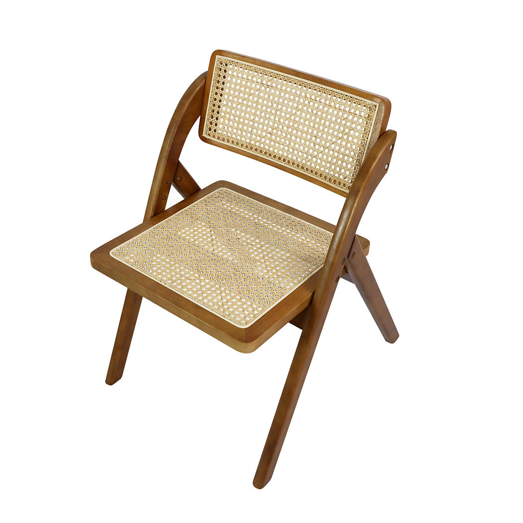 Abigail Set of 2 Foldable Rattan Dining Chairs - Walnut