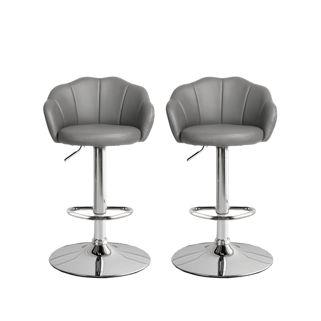 Set of 2 Mesa Bar Stools Kitchen Gas Lift Stool Chair Swivel Barstools Leather - Grey
