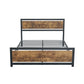 Levi Metal Bed Frame Platform Wooden Industrial Rustic - Black & Wood Queen