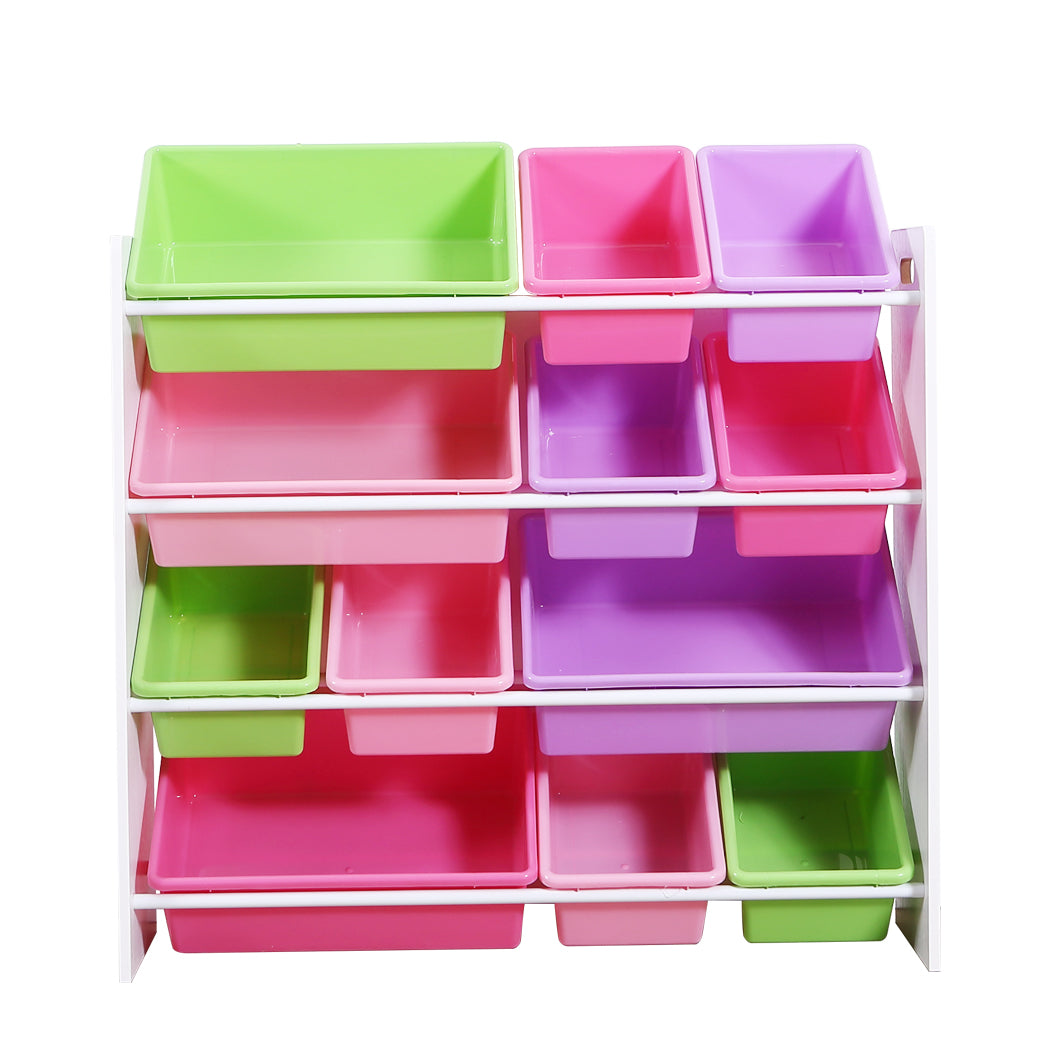 12Bins Kids Toy Box Bookshelf Organiser Display Shelf Storage Rack Drawer