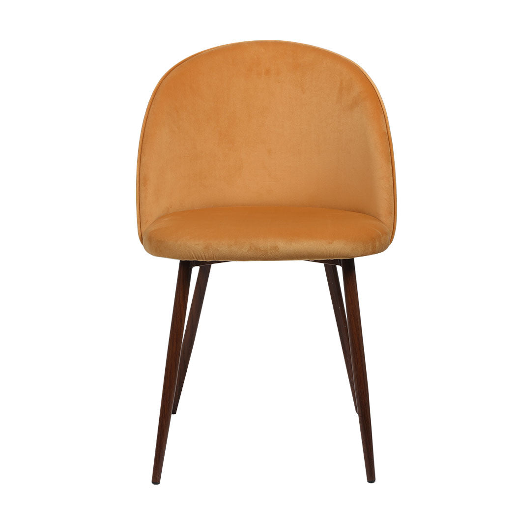 Cade Set of 2 Dining Chairs Seat Velvet French Provincial Kitchen Lounge - Mustard