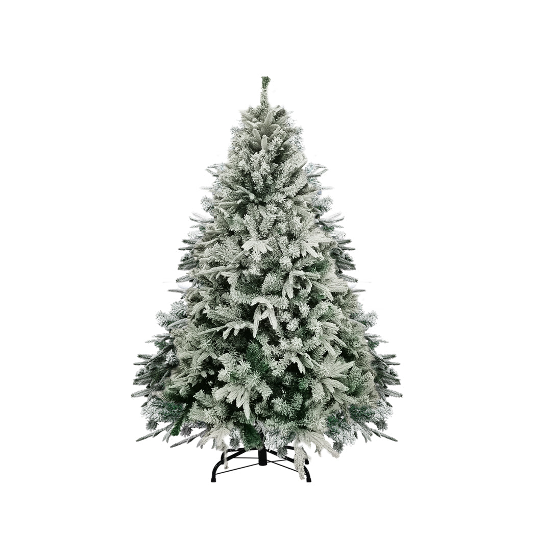 6ft 1.8m 930 Tips Christmas Tree Fairy Lights Snow Flocked Xmas Ornaments Decor